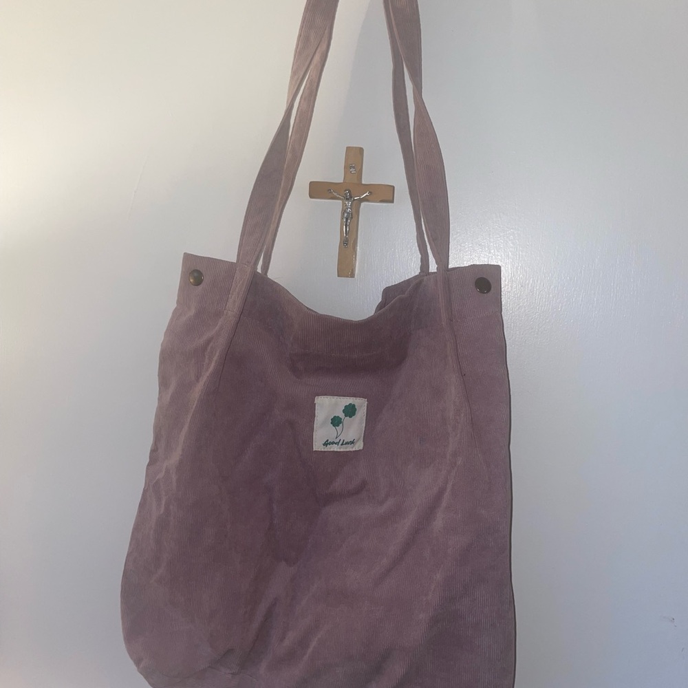 Dusty Rose Corduroy Tote Bag with